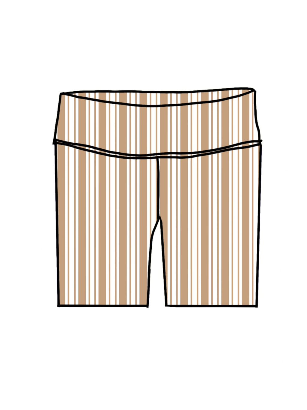 Bike Shorts- Taupe Stripe