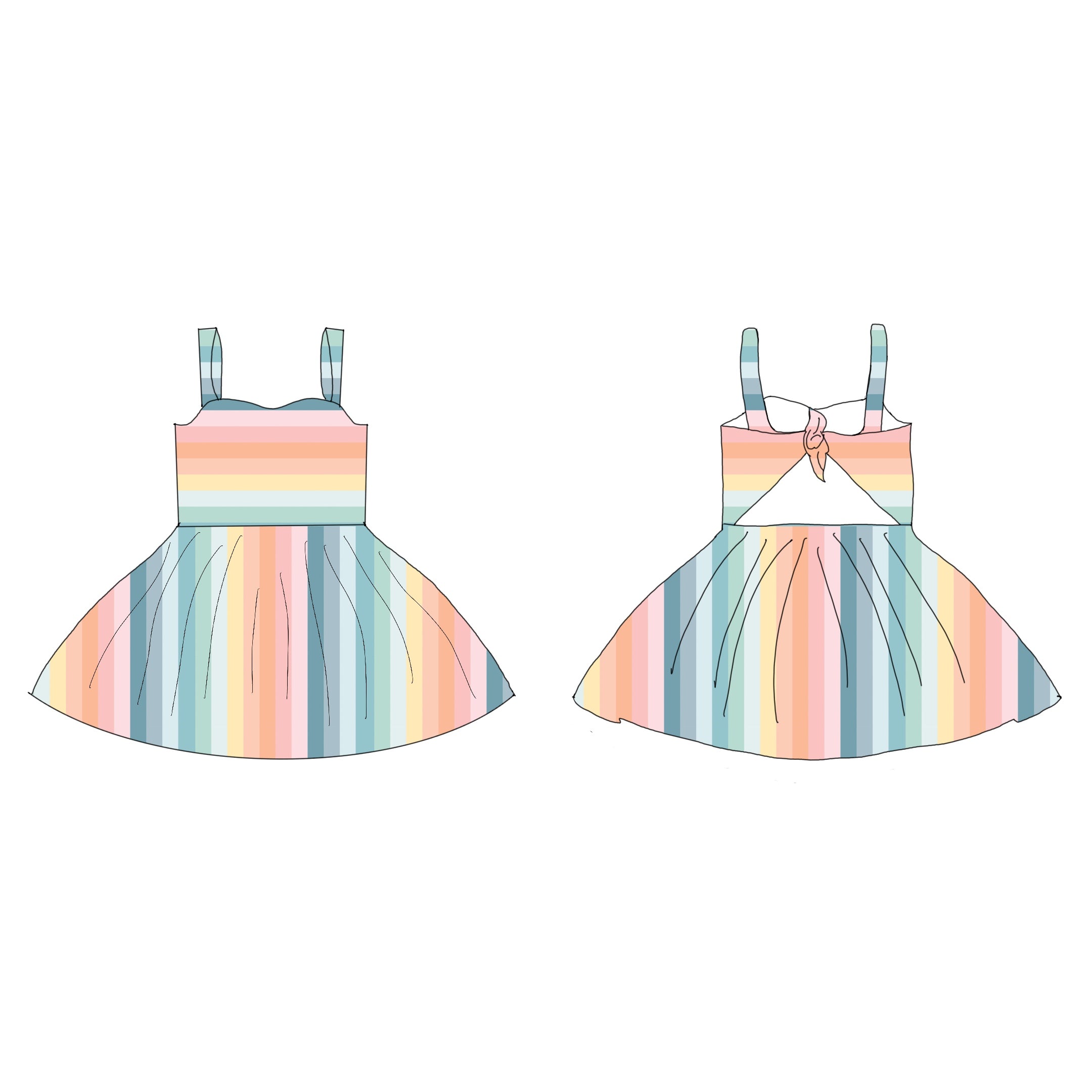 Keyhole Dress- Sherbet Stripes