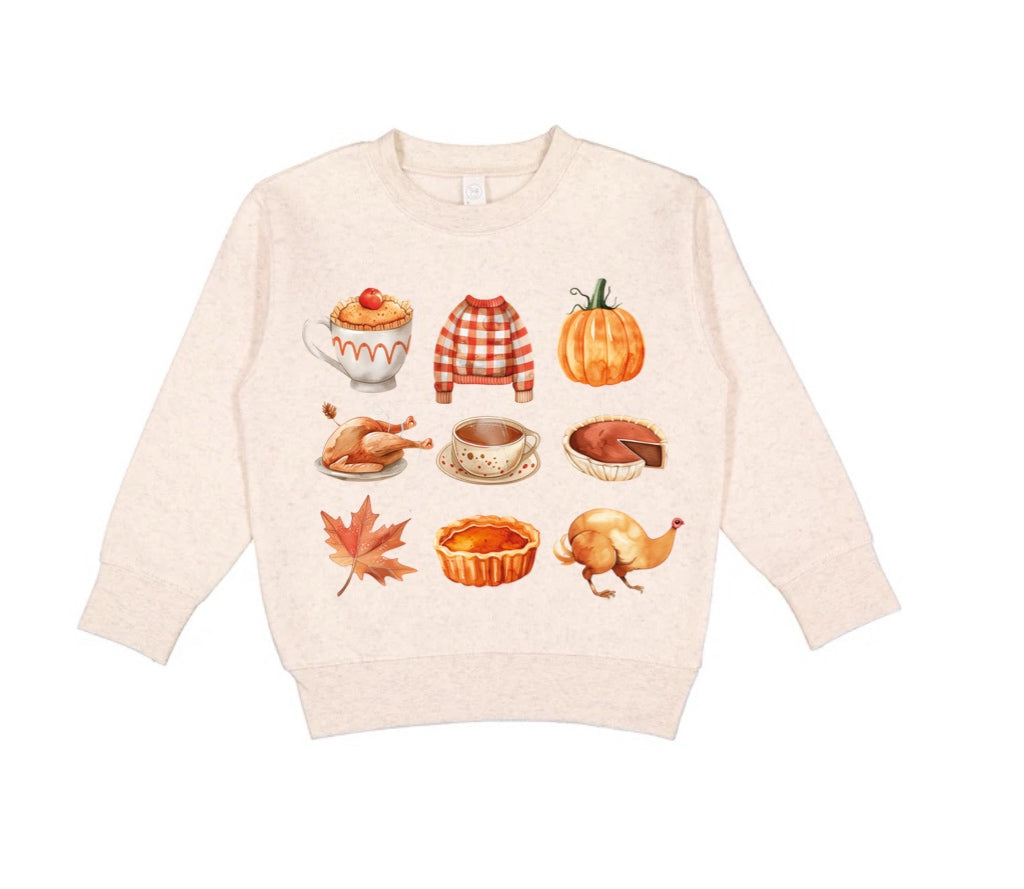 "Thankful for Fall" Sweatshirt in Oat and Toasted Brown