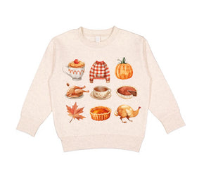 "Thankful for Fall" Sweatshirt in Oat and Toasted Brown