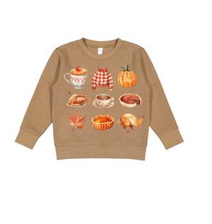 "Thankful for Fall" Sweatshirt in Oat and Toasted Brown