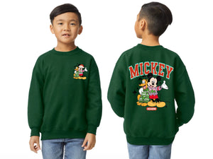 "Merry Mouse and Pup" Sweatshirt in Pine and Grey