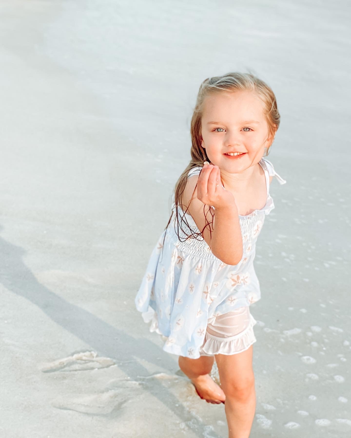 Tie Strap Smocked Top- Sand Dollar