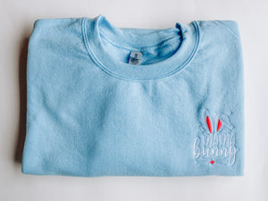 "Mama Bunny" Embroidered Sweatshirt-Robin Blue
